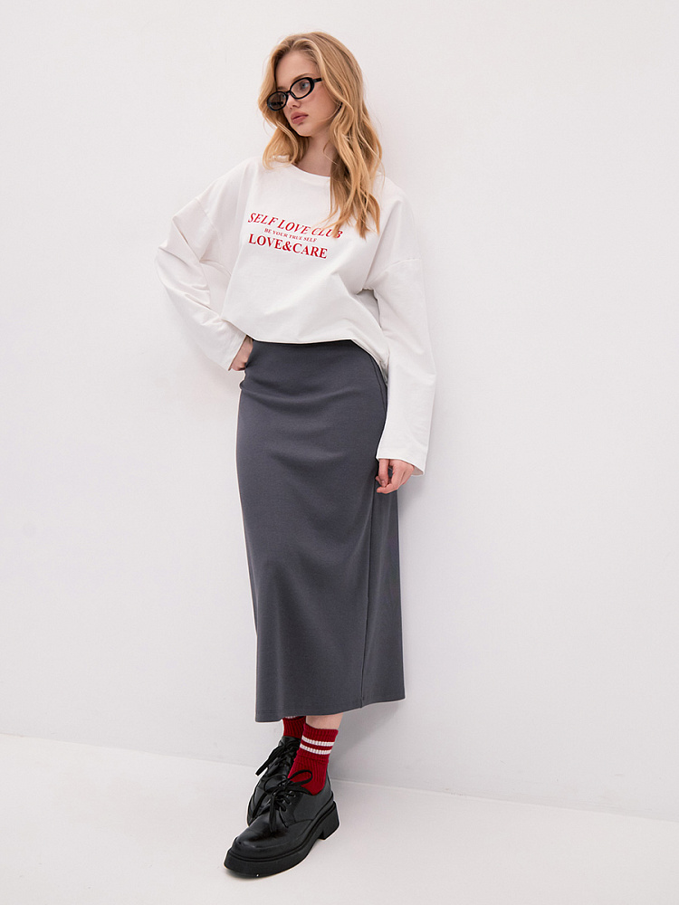 Юбка из рубчика Basic Графит_13995