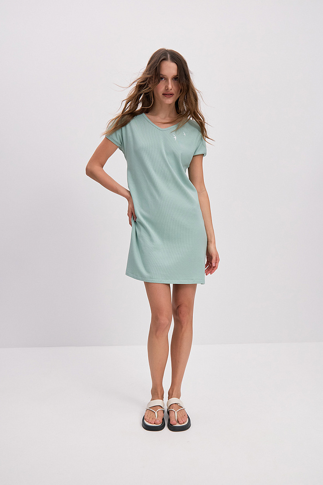 Платье в рубчик Basic Шалфей_14606