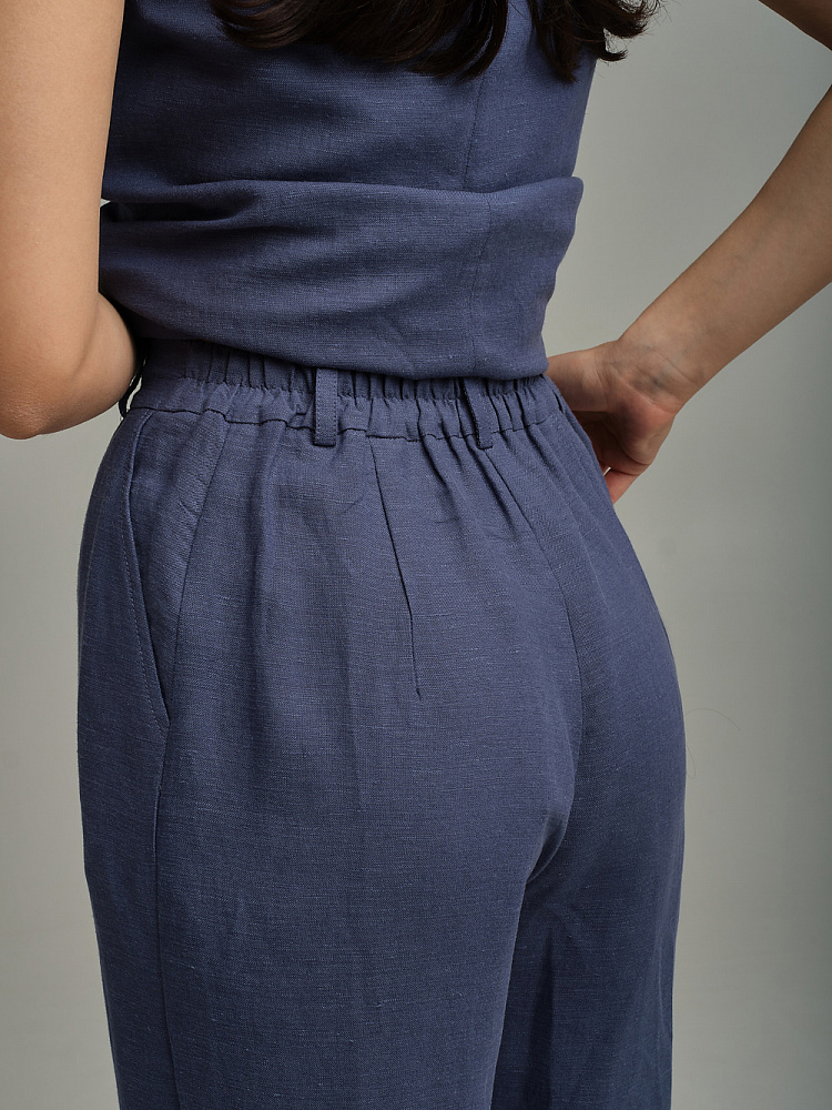 Прямые брюки изо льна Sonet Дымчато-синий_9803