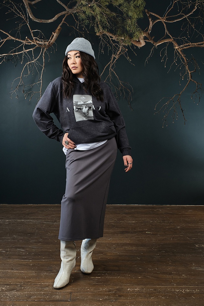 Худи из футера  Altai Серый туман/Кони_18871