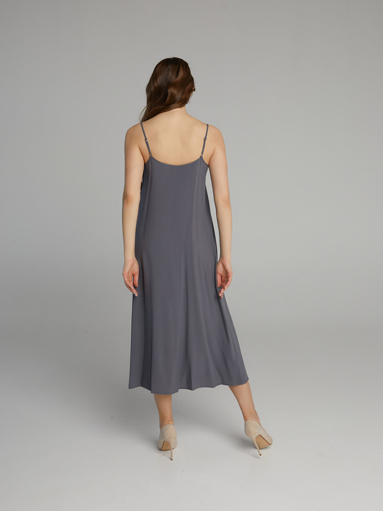 Сорочка из струящегося штапеля Pretty Стальной_10155