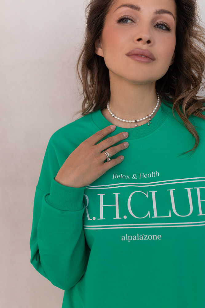 Свитшот из легкого эластичного футера Urban chic Зеленый_5810