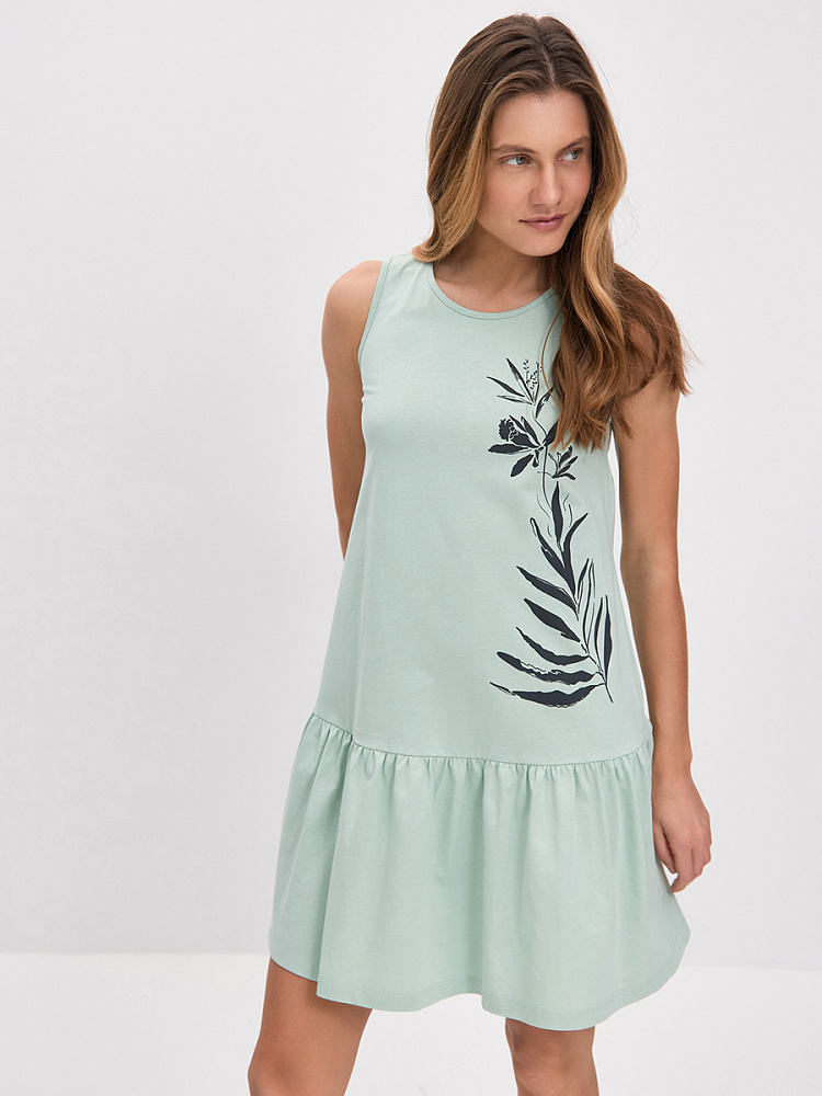 Платье из хлопка Color Print Мятный_14853