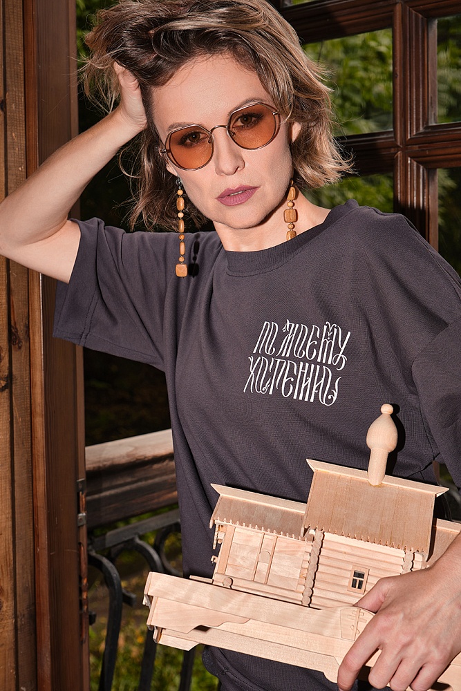 Футболка из хлопка Cotton Shik Графит_17591