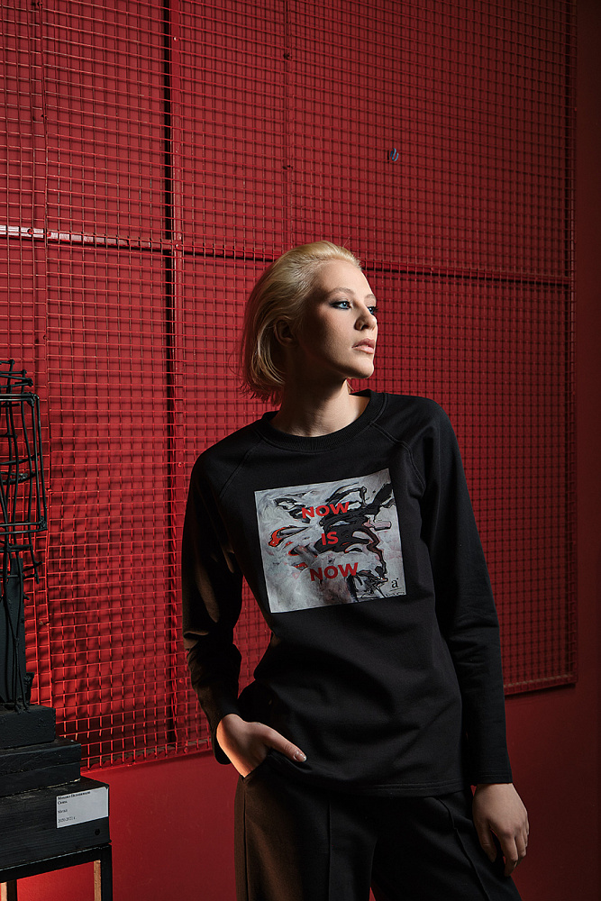 Лонгслив из эластичного футера Art moment Черный/NOW_15355