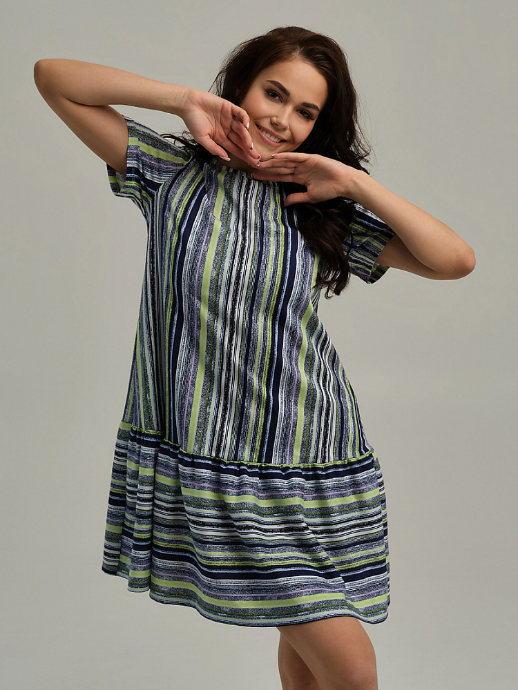 Платье из хлопка Kira Зеленый/Полоска_10560