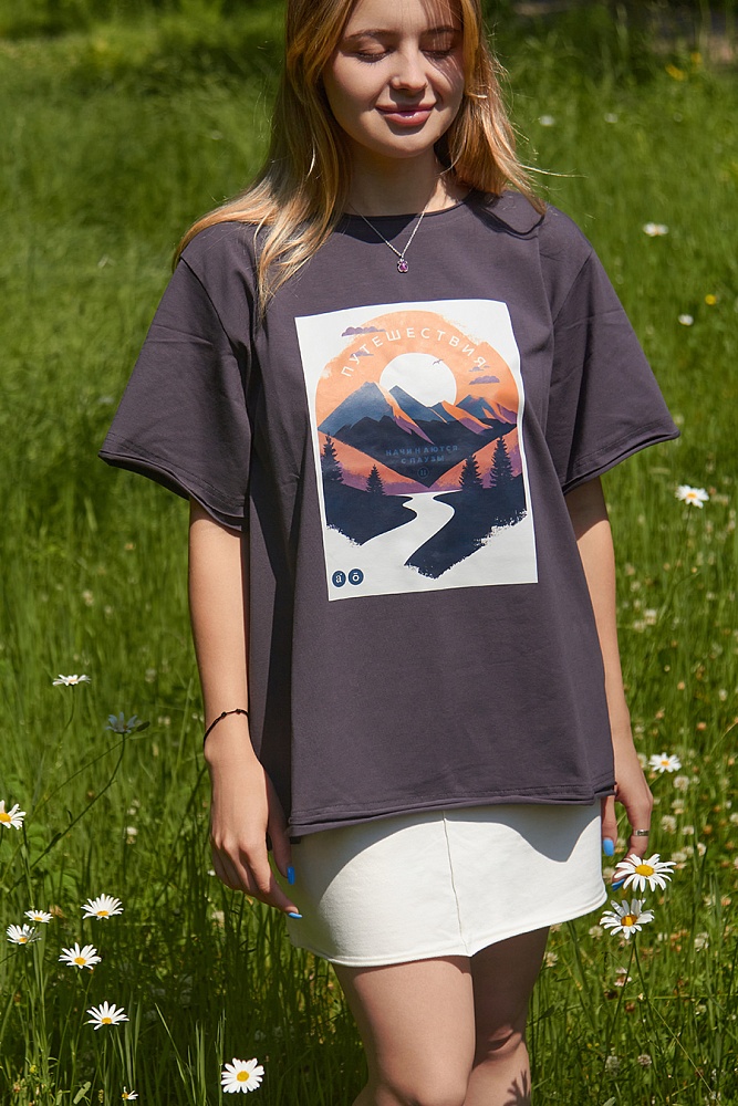 Футболка оверсайз Park Графит/Путешествия _16513
