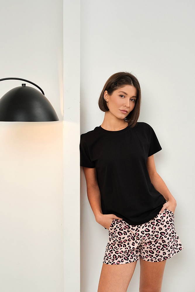 Шорты из эластичного хлопка Megan Розовый леопард_17467