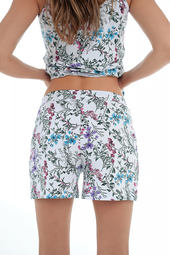 Шорты из эластичного хлопка цветочный принт Sofia_8637