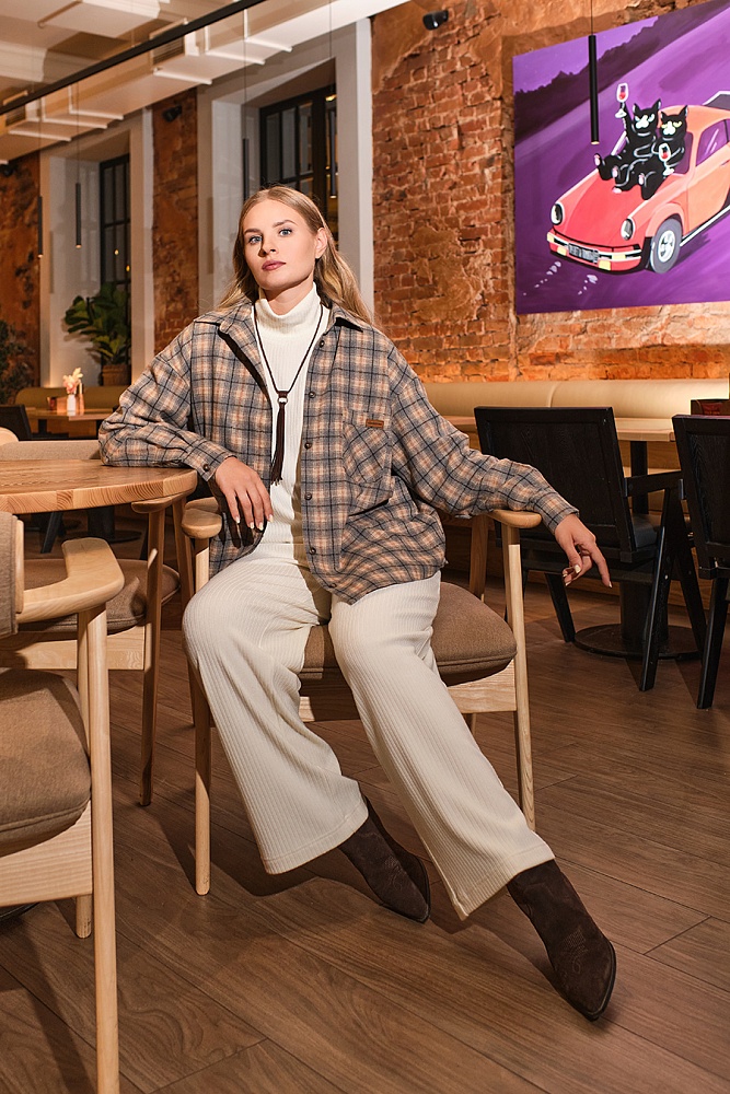 Брюки широкие Cozy Soft Молочный_17838