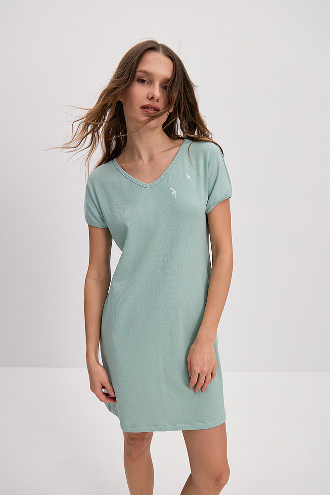 Платье в рубчик Basic Шалфей_14600