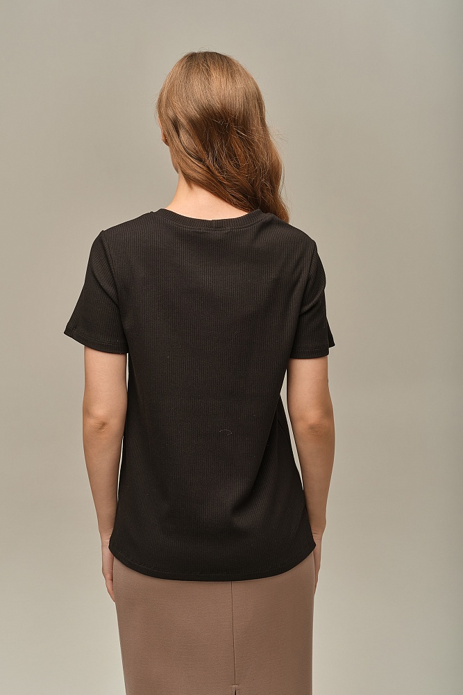 Футболка трикотажная в рубчик Flat Черный_16023