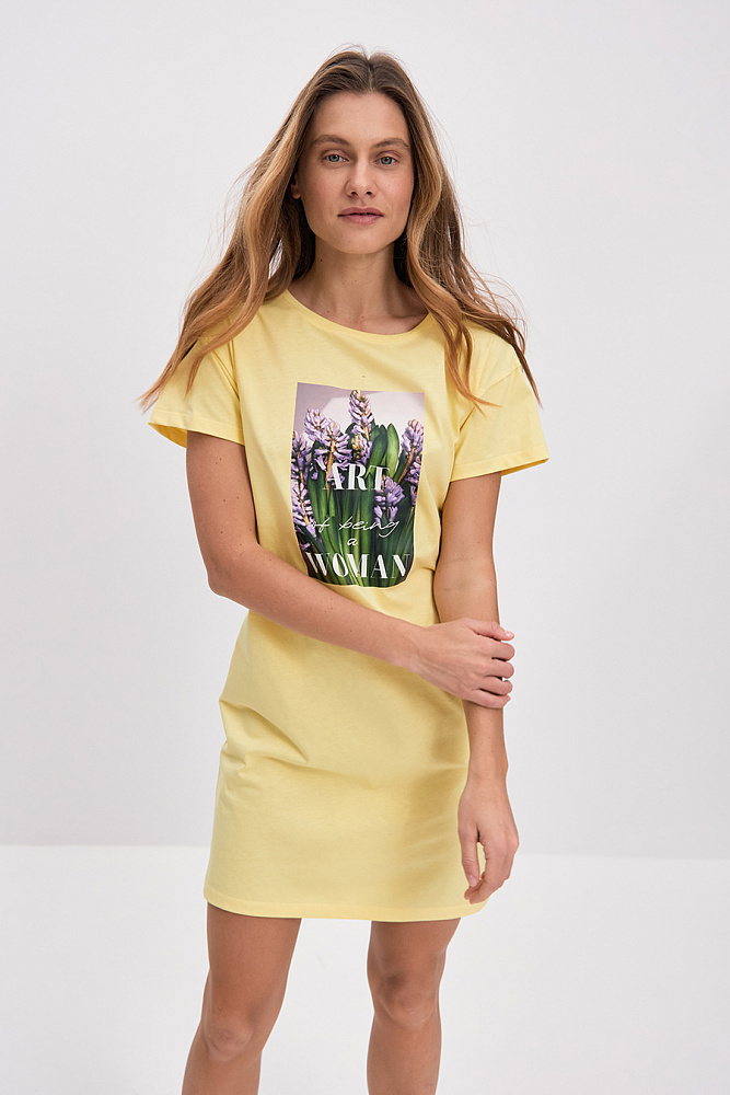 Платье из хлопка Color Print Желтый/Гиацинт_14292