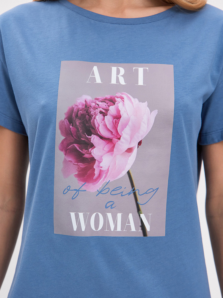 Платье из хлопка Color Print Индиго/Пион_14820