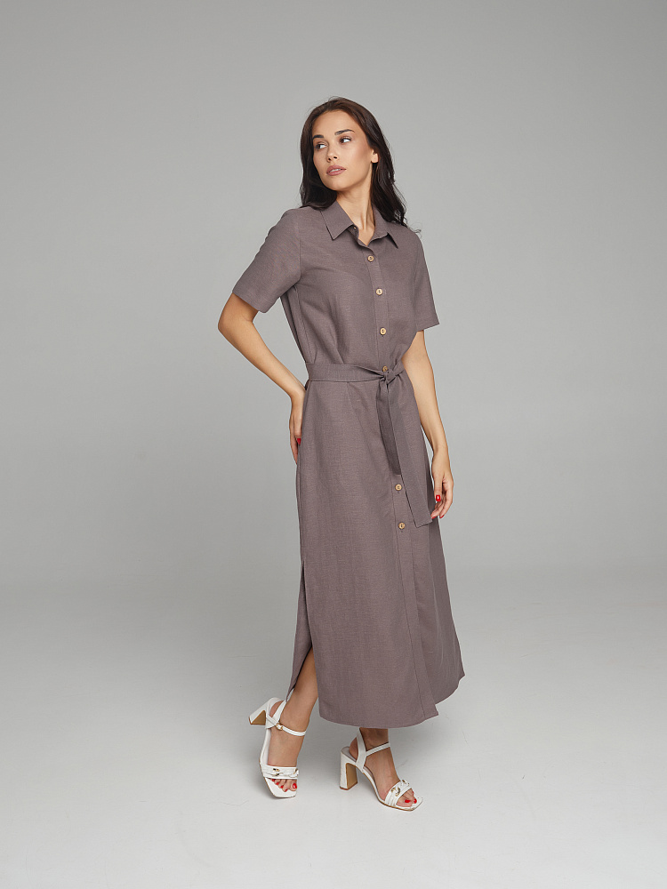 Платье изо льна Sonet Шоколадный_10438