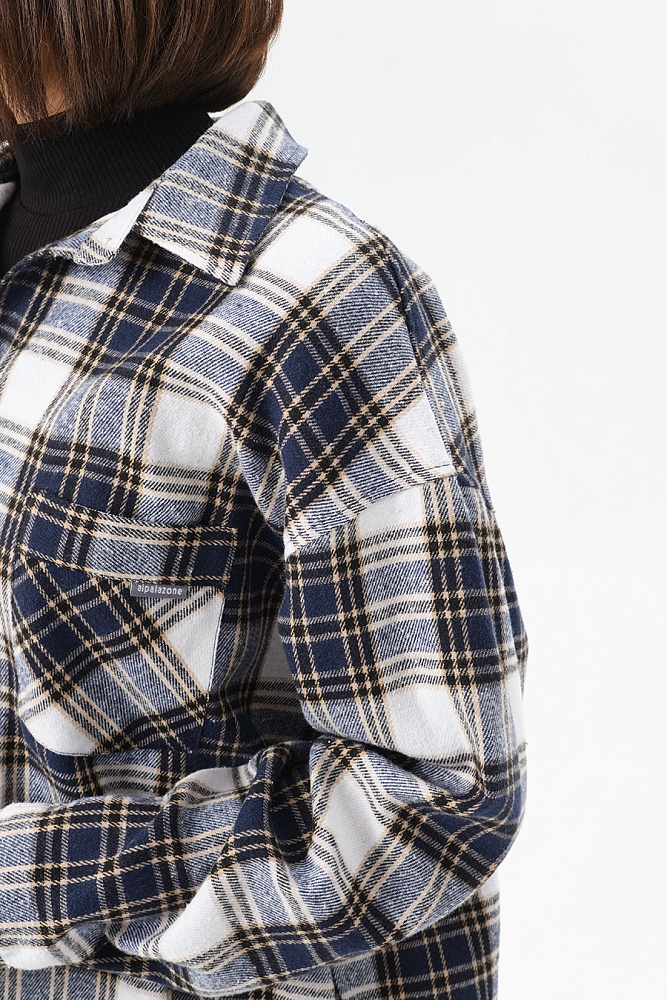 Рубашка в клетку из хлопка City Plus Джинсовая клетка_16940