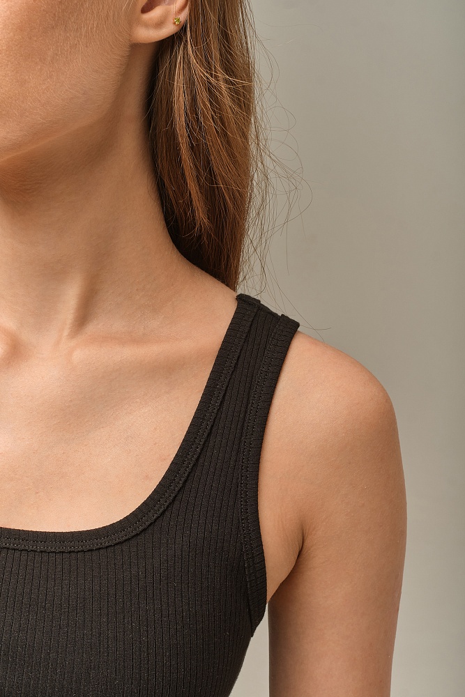 Майка трикотажная в рубчик Flat Черный_16664