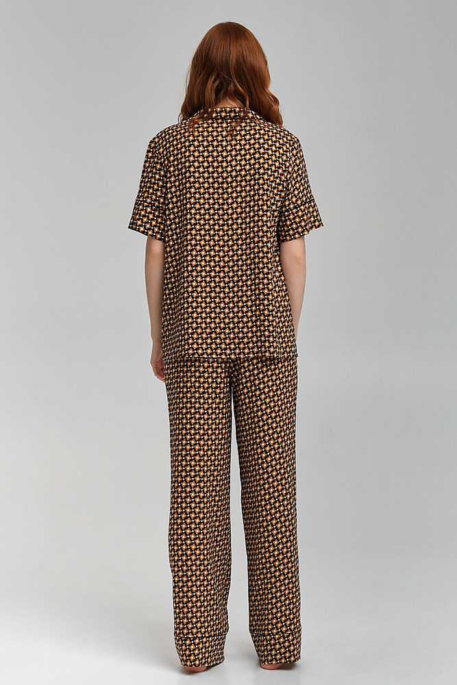 Прямые брюки из струящегося штапеля   Pretty Геометрия_9079