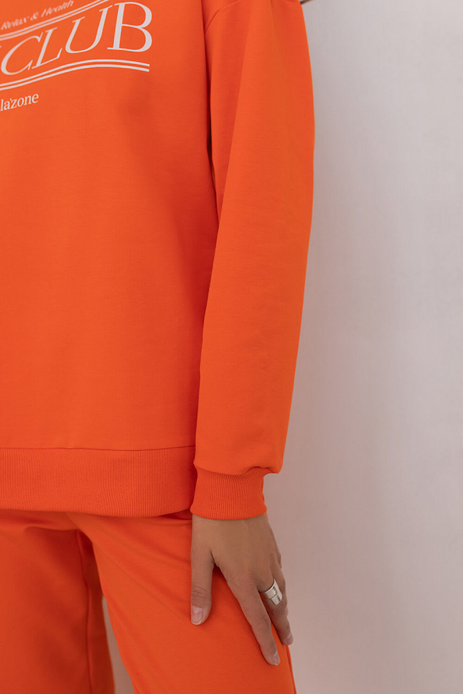 Свитшот из легкого эластичного футера с принтом Urban chic Оранжевый_9688