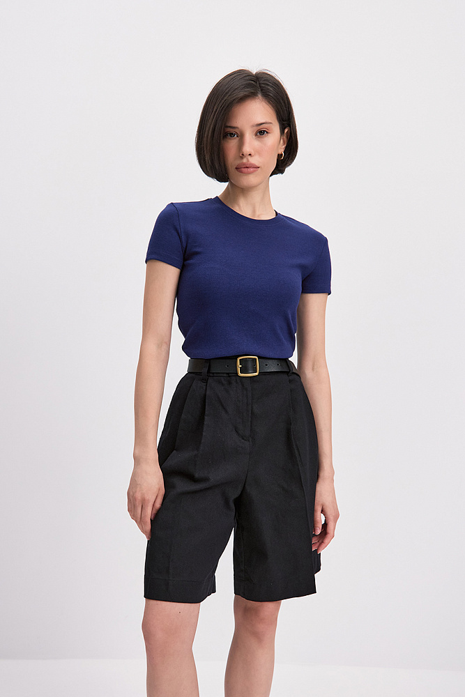 Футболка трикотажная в рубчик Basic Черничный_15651