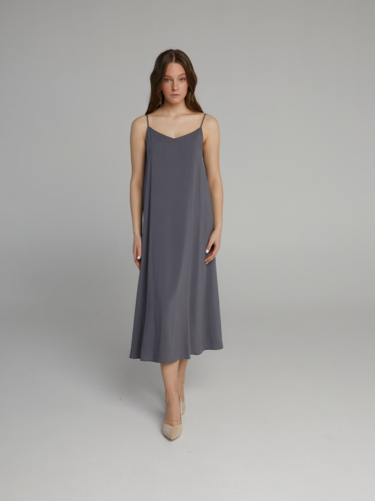 Сорочка из струящегося штапеля Pretty Стальной_10159