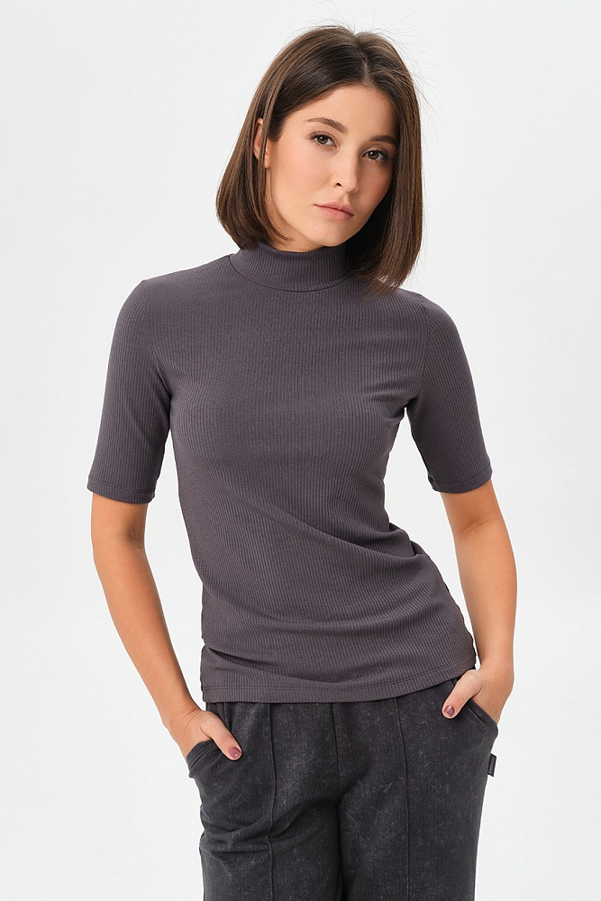 Футболка трикотажная в рубчик Flat Графит_16873