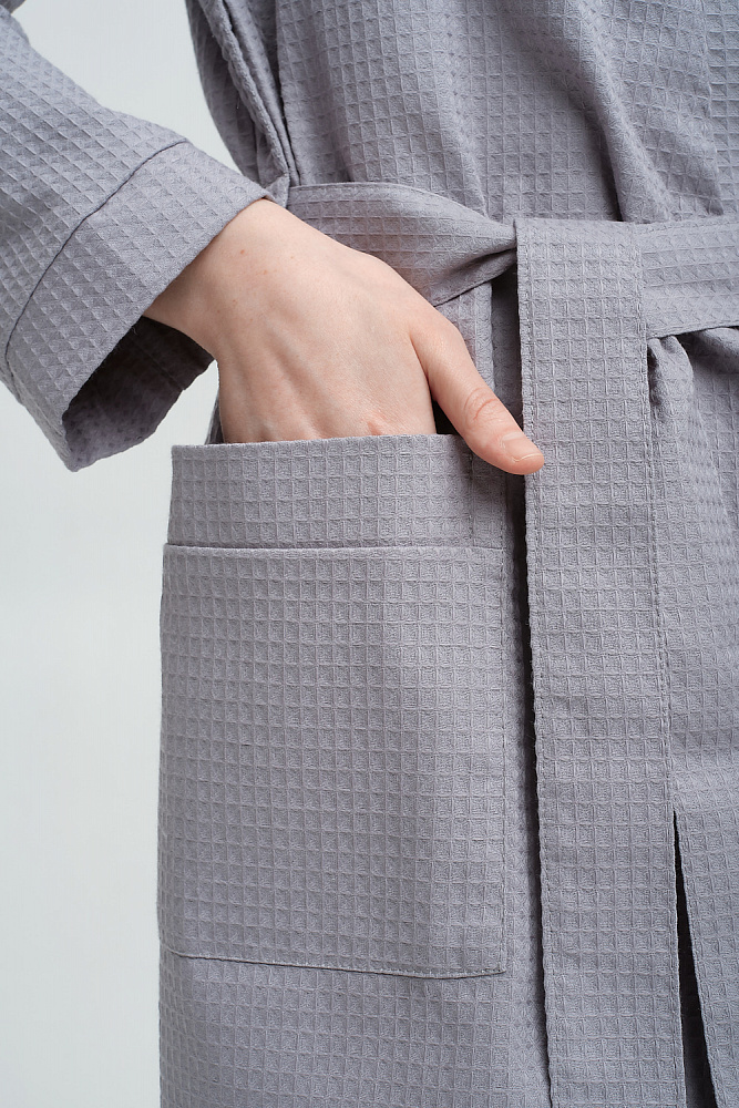 Халат вафельный из хлопка Laura Серый_8657