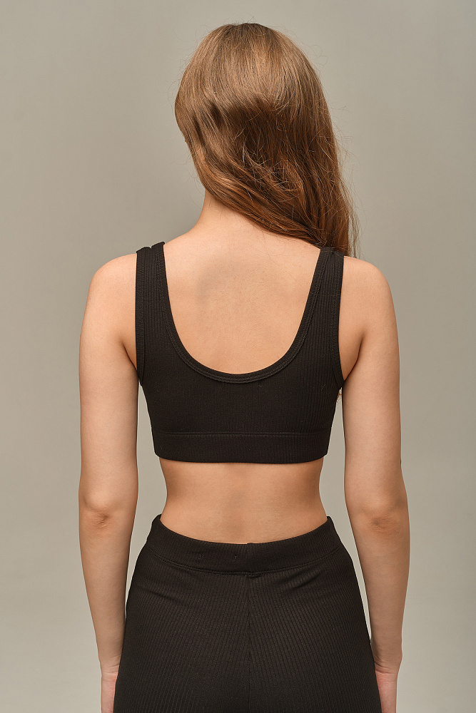 Топ трикотажный в рубчик Flat Черный_15865