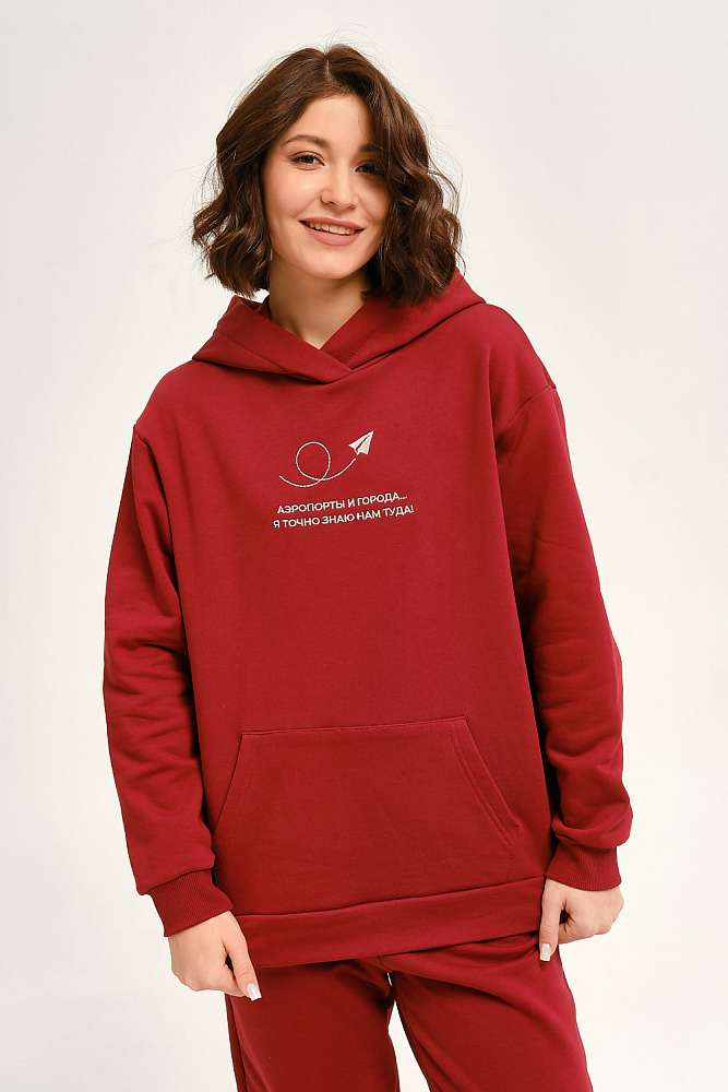 Худи с начесом Lori Бордовый_12796