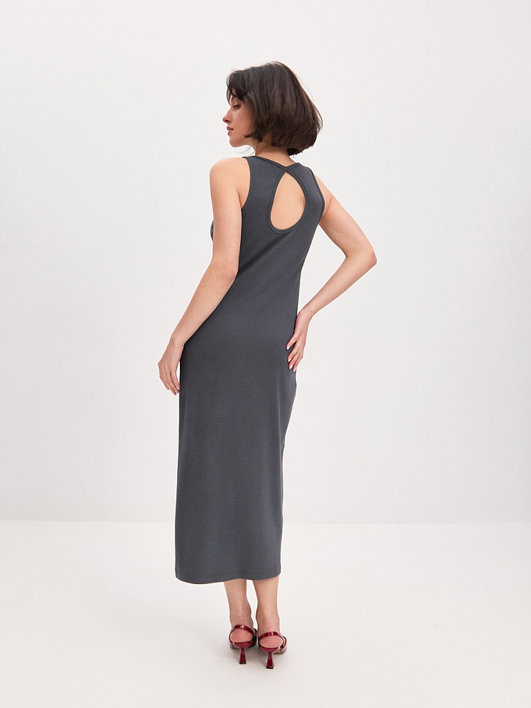 Платье в рубчик Basic Графит_16328