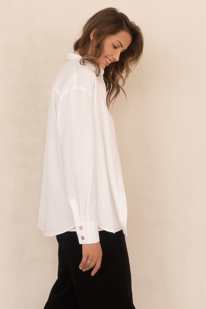 Рубашка оверсайз изо льна с длинным рукавом Sonet Белый_5955