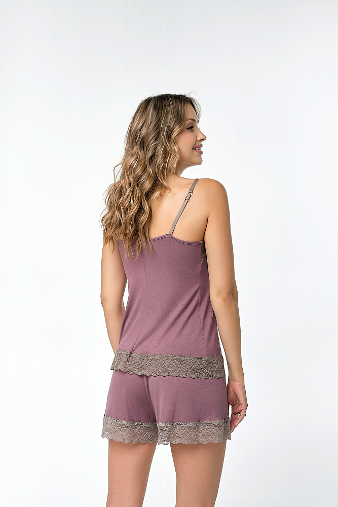 Топ из вискозы с кружевом Sylvia Лиловый_7331