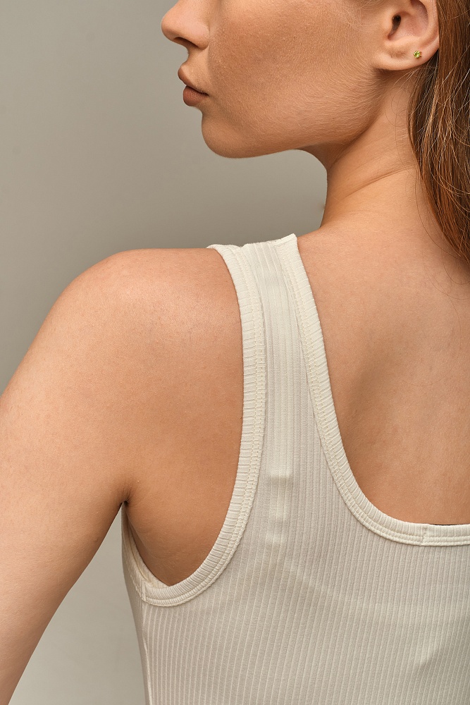 Майка трикотажная в рубчик Flat Молочный_16077