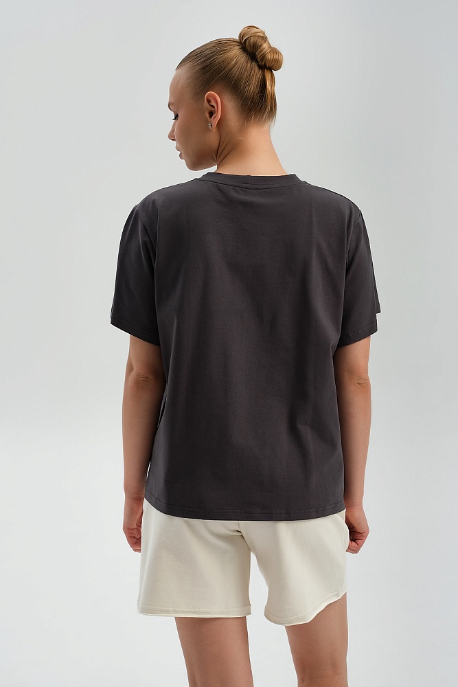 Футболка оверсайз с принтом Altai woman Графит/Облака_17910