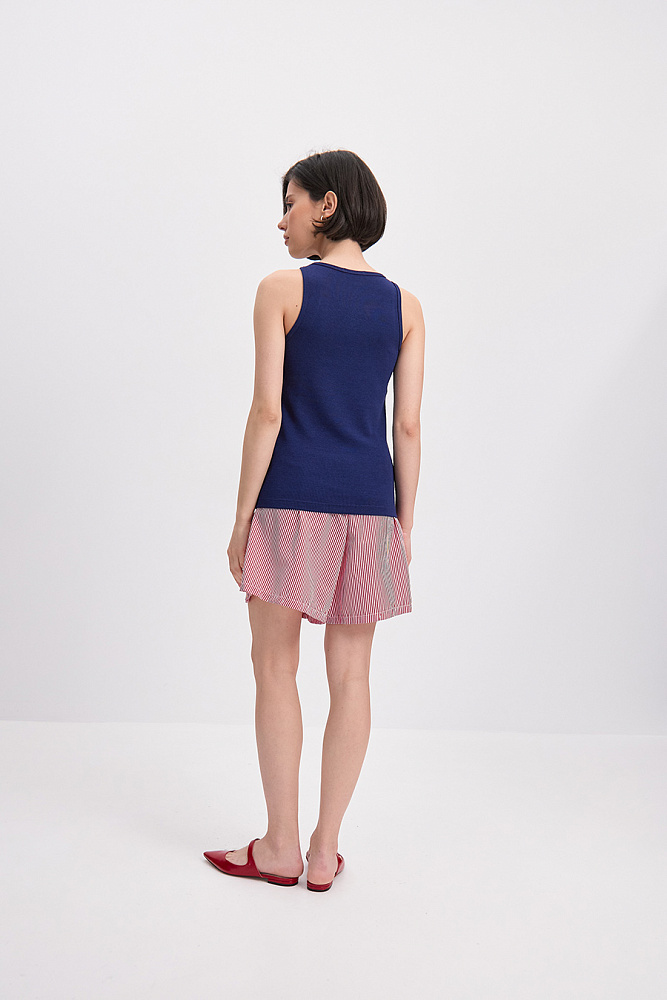 Майка Американка трикотажная в рубчик Basic Черничный_15702