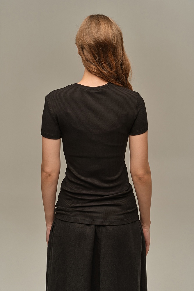 Футболка трикотажная в рубчик Flat Черный_15998