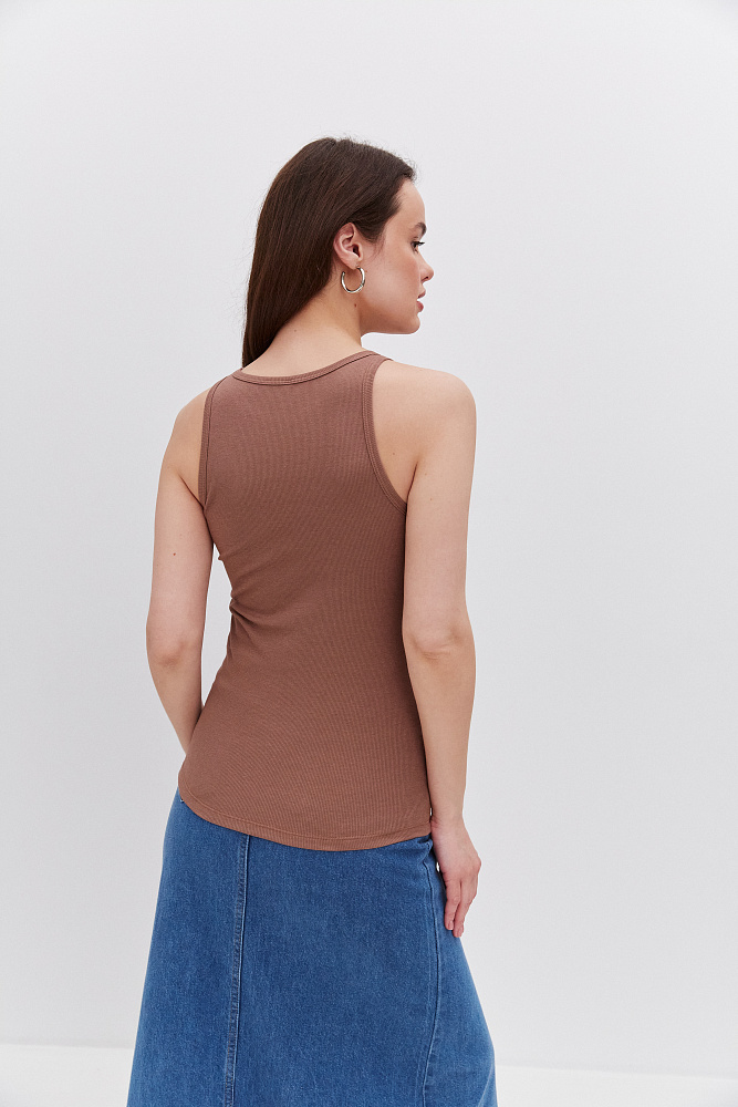 Майка Американка трикотажная в рубчик Basic Капучино_10879