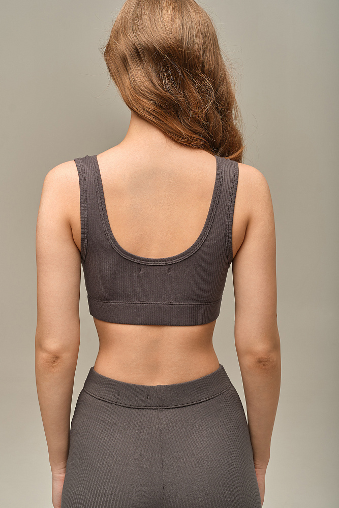 Топ трикотажный в рубчик Flat Графит_15854