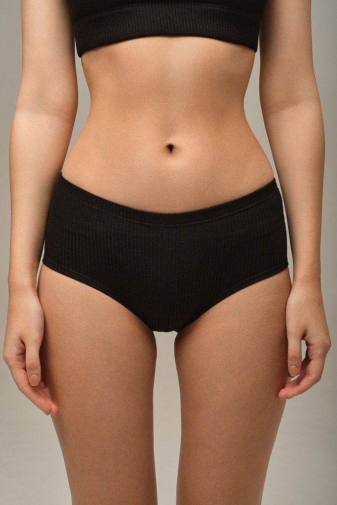 Трусы трикотажные в рубчик Flat Черный_16151