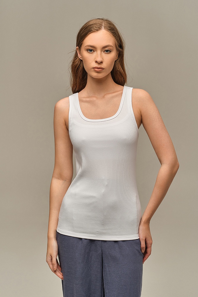 Майка трикотажная в рубчик Flat Белый_16653