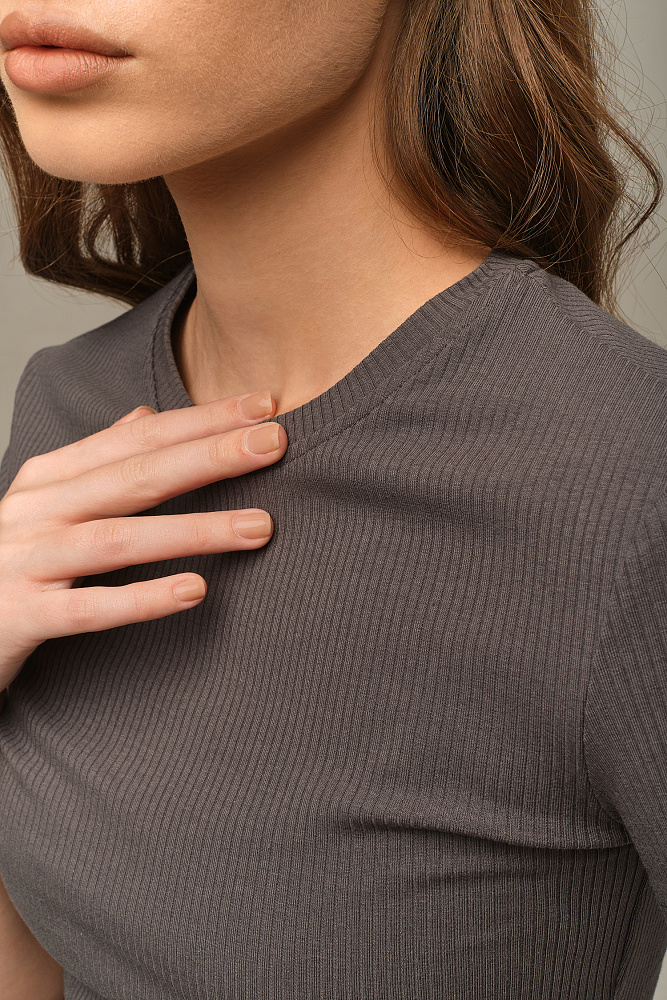 Футболка трикотажная в рубчик Flat Графит_15966