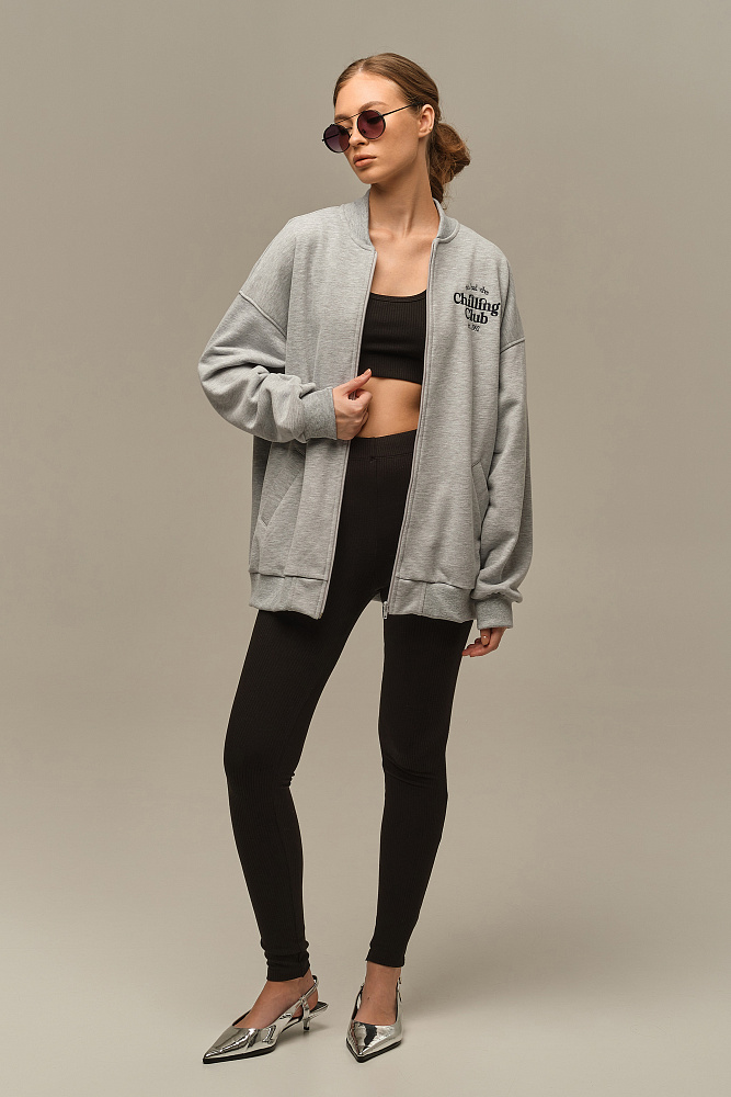 Леггинсы трикотажные в рубчик Flat Черный_15812