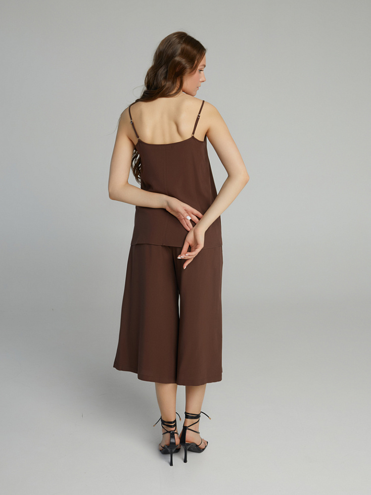 Топ из струящегося штапеля Pretty Каштановый_10077