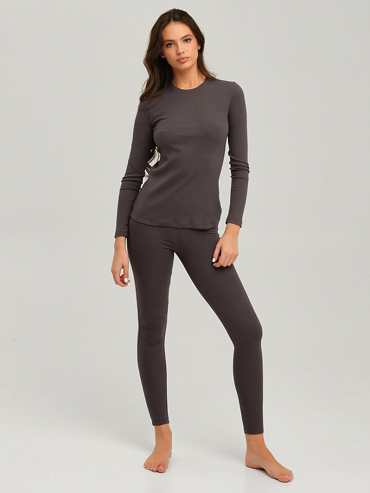 Лонгслив трикотажный в рубчик Flat Графит_12279