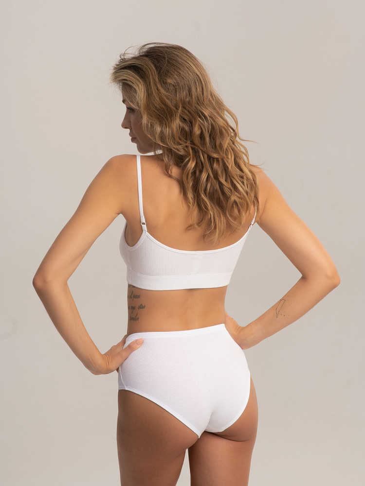 Трусы белые трикотажные в рубчик базовые Basic_3340