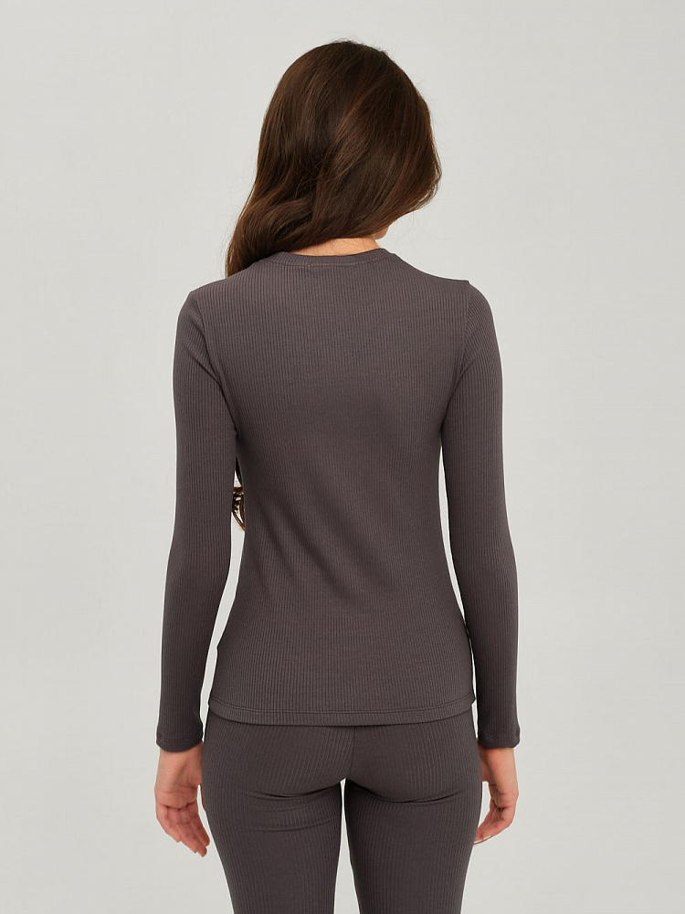 Лонгслив трикотажный в рубчик Flat Графит_12278