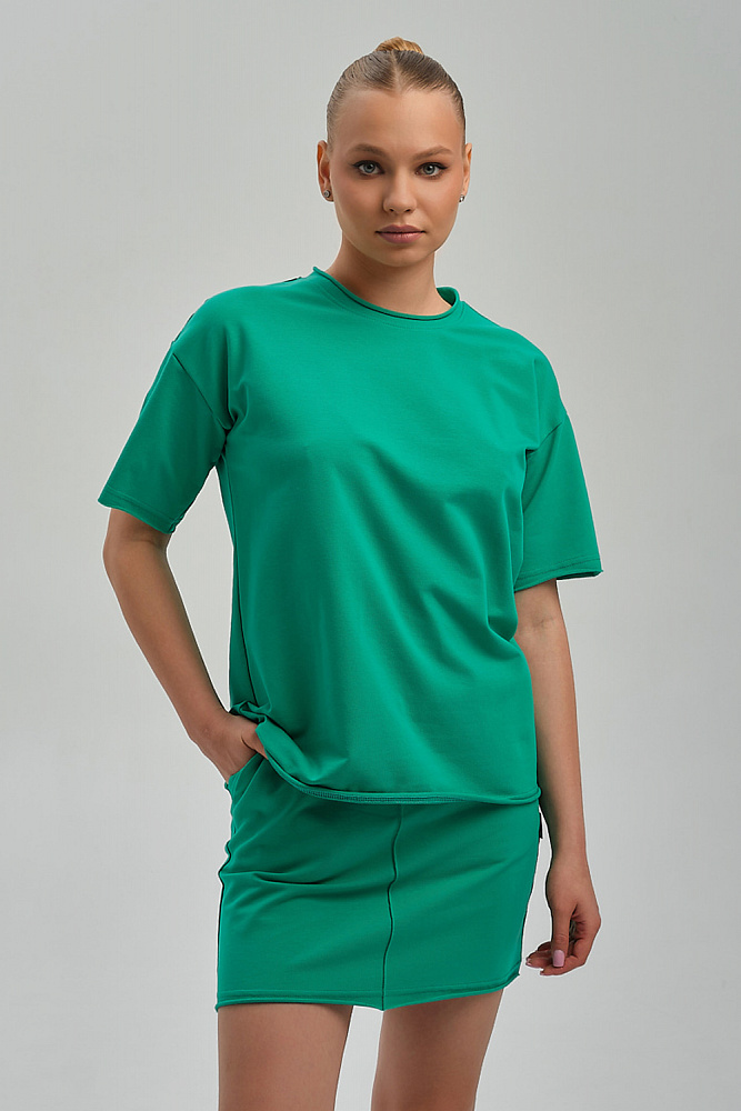 Юбка из легкого эластичного футера Urban chic Зеленый_9486