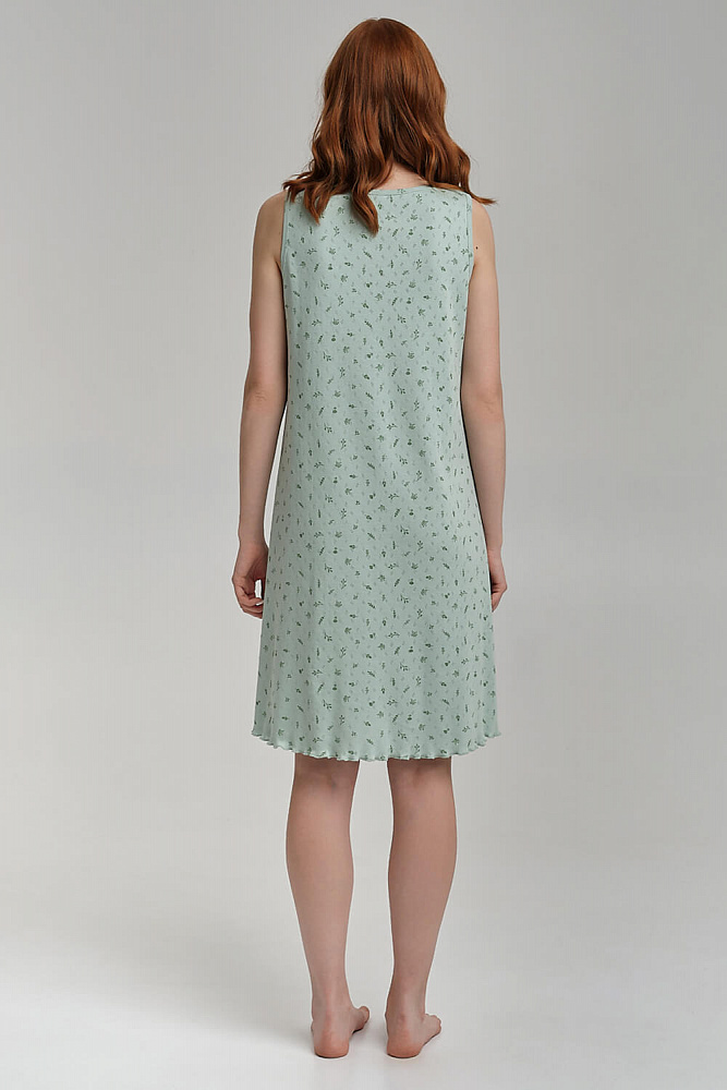 Сорочка на широких лямках Alisa Веточки на зеленом_8935