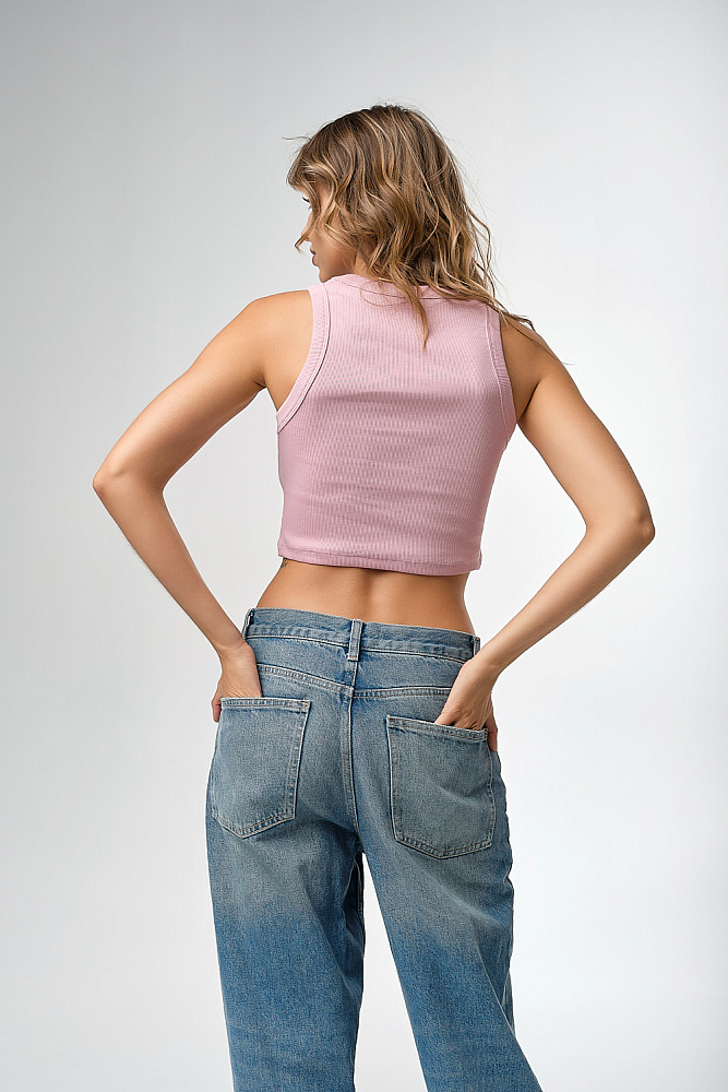 Майка трикотажная в рубчик Basic Жемчужно-розовый_7766