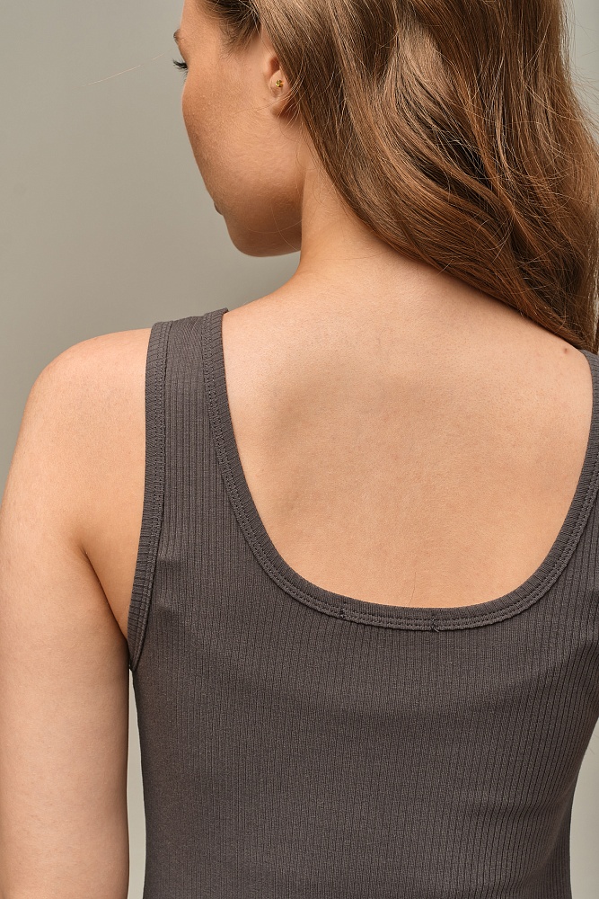 Майка трикотажная в рубчик Flat Графит_16094